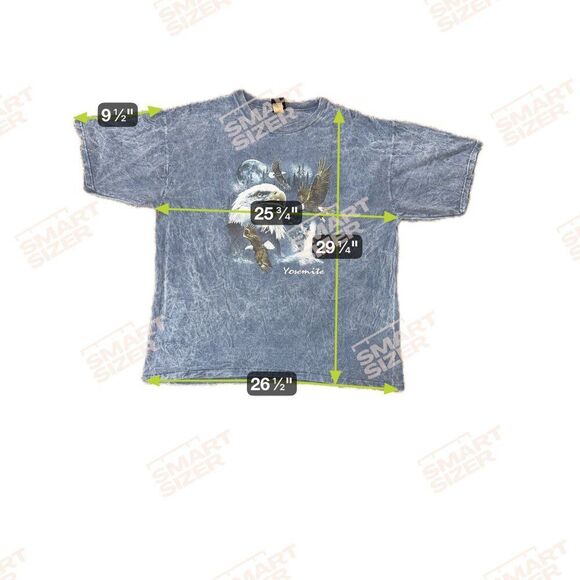 Vintage Prairie Mountain Yosemite Bald Eagle Graphic TShirt  XL 100% Cotton Blue - Picture 6 of 6
